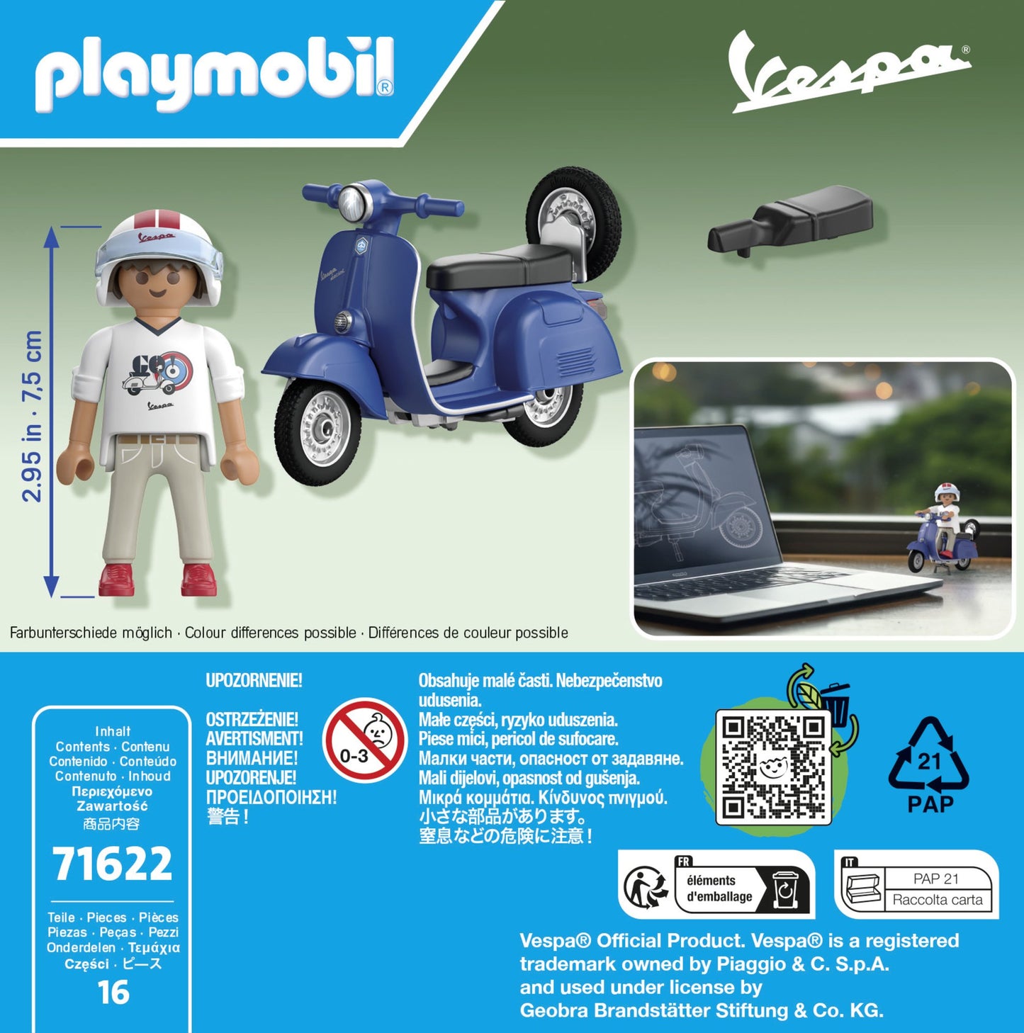 Playmobil Vespa 150 Sprint Veloce Azul 71622