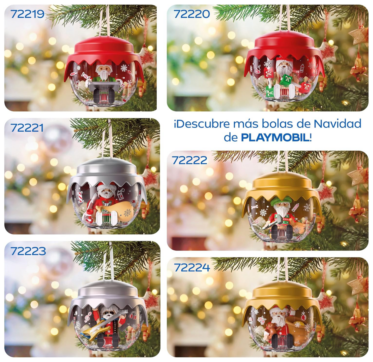 Colección de bolas de Navidad Playmobil 2026: 72219, 72220, 72221, 72222, 72223 y 72224