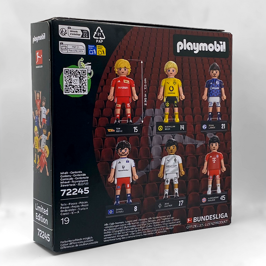 Trasera del Playmobil 72245 con Rothe, Beier, Ljubičić, Elfadli, Castrop y Pavlović y sus dorsales