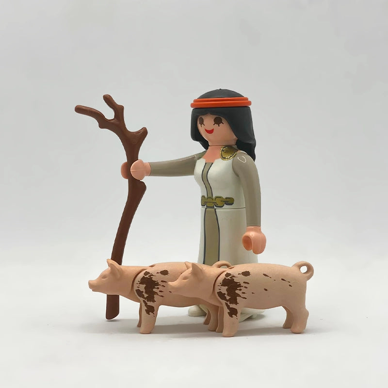 Playmobil Aldeana con Bastón y Cerdos FCO688