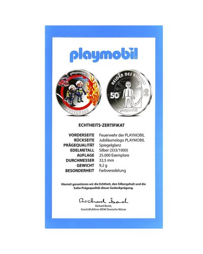 Playmobil Bomberos Moneda Plata 50 Aniversario