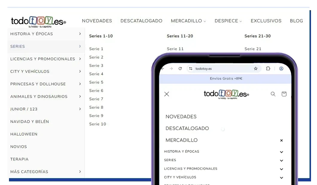 Nuevo menú mejorado en todotoy.es: ¡encuentra antes tus Clicks favoritos!