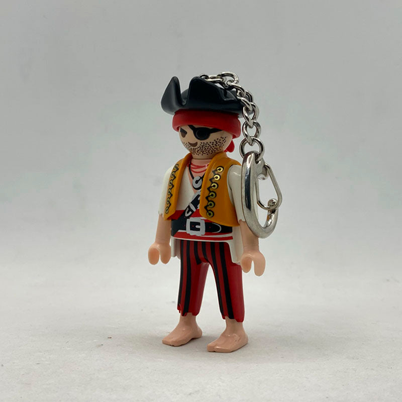 Playmobil 6658 Llavero Pirata con bicornio negro, pañuelo rojo, parche en el ojo y chaleco amarillo