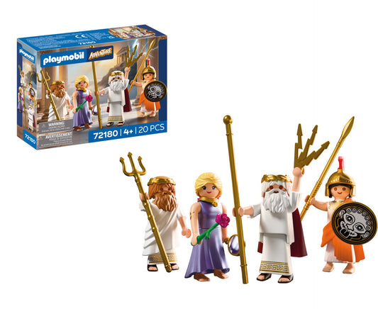Playmobil 72180 - Zeus, Poseidón, Atenea y Afrodita con sus accesorios dorados