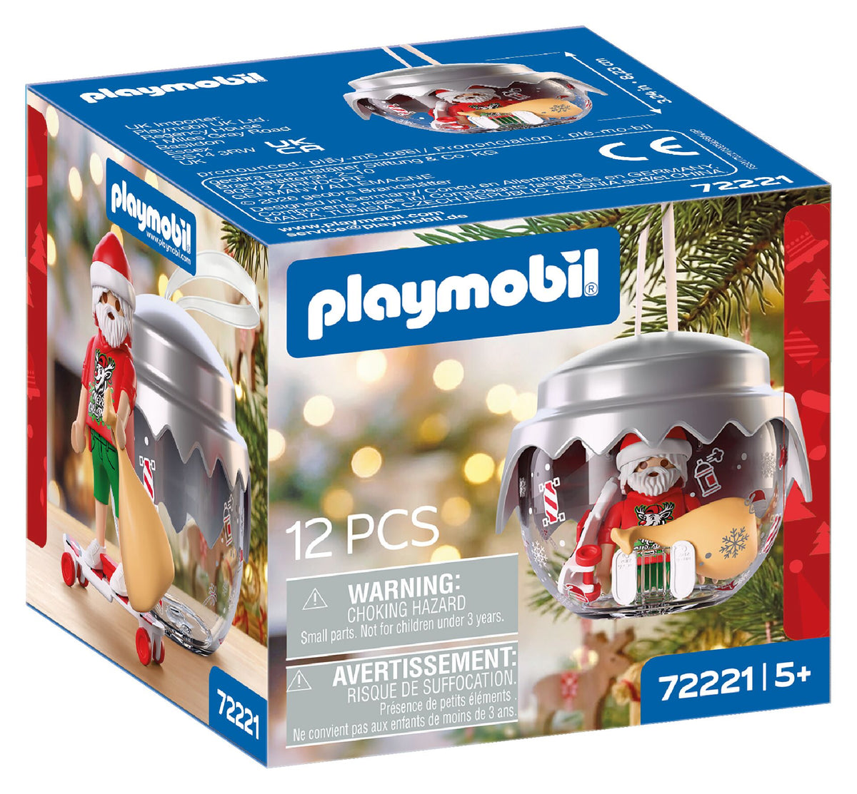 Caja precintada del Playmobil 72221 Bola Navideña Papá Noel Skater, novedad Navidad 2026 de 12 piezas