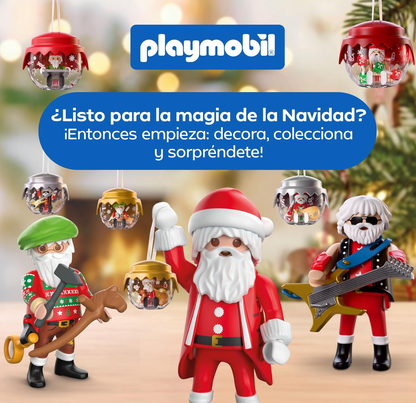 Bolas navideñas Playmobil colgadas con sus Papá Noel: decora, colecciona y sorpréndete esta Navidad