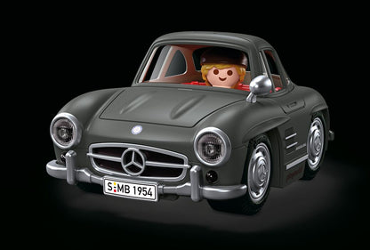 Playmobil 72238 Mercedes-Benz 300 SL gris de frente, con la estrella en la parrilla y matrícula S MB 1954