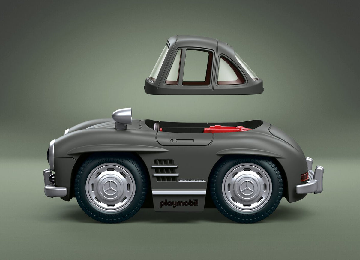 Playmobil 72238 Mercedes-Benz 300 SL de perfil con el techo desmontable separado y el interior rojo a la vista