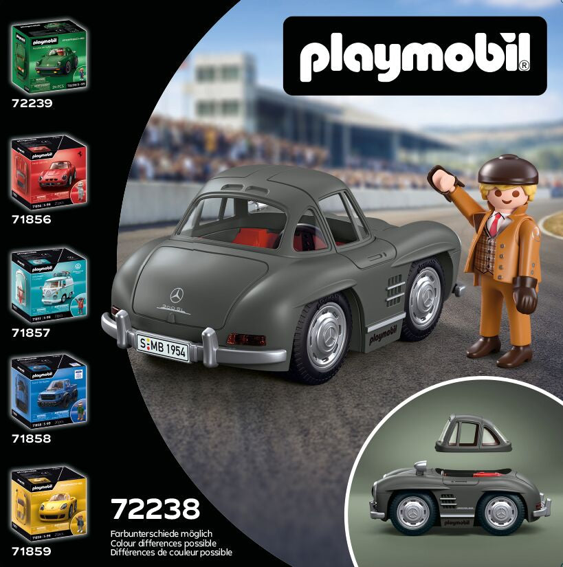 Trasera de la caja del Playmobil 72238 con la serie Collector Cars: 72239, 71856, 71857, 71858 y 71859