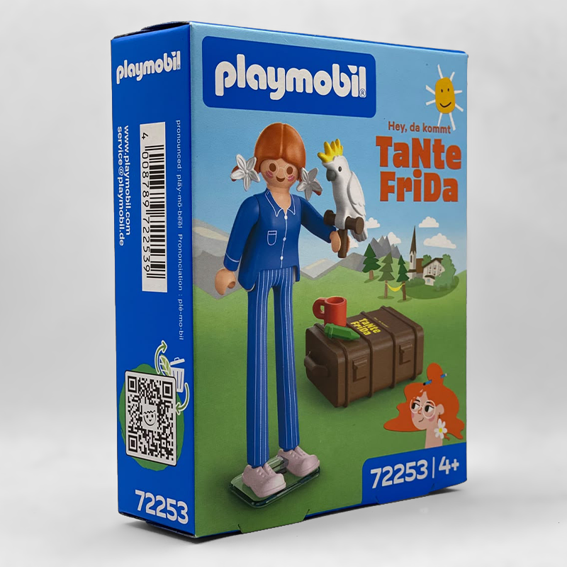 Playmobil 72253 Tia Frida - Tante Frida, caja precintada con la figura en pijama, la cacatua y el baul