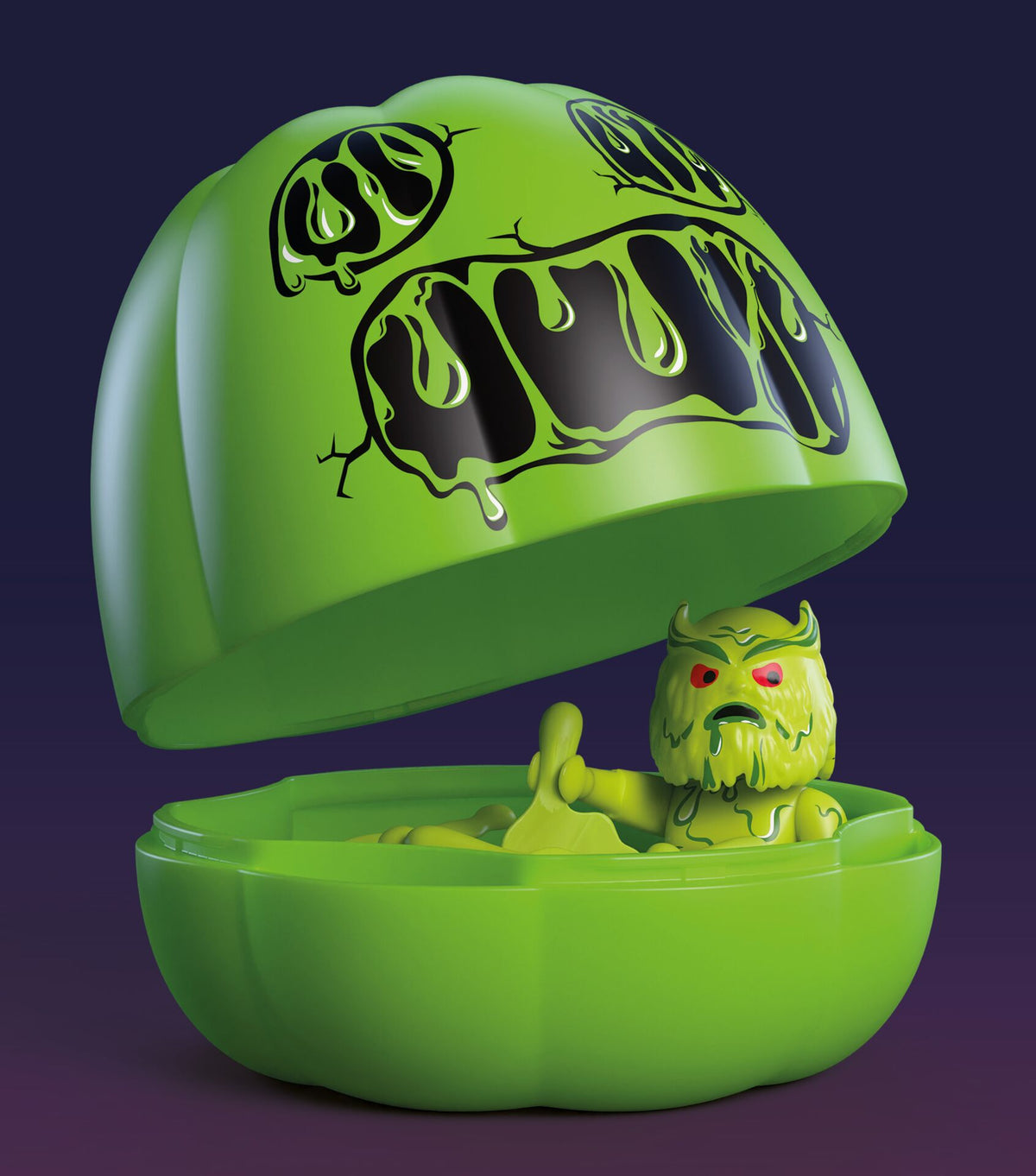 Playmobil 72359 calabaza verde abierta con el monstruo de las babas de ojos rojos dentro