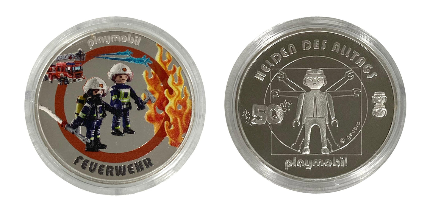 Playmobil Bomberos Moneda Plata 50 Aniversario