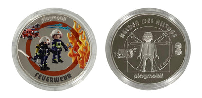 Playmobil Bomberos Moneda Plata 50 Aniversario