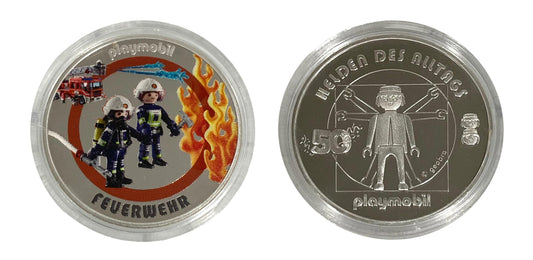 Playmobil Bomberos Moneda Plata 50 Aniversario
