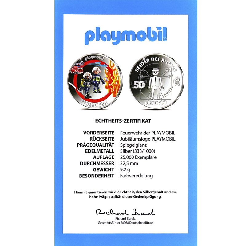 Playmobil Bomberos Moneda Plata 50 Aniversario