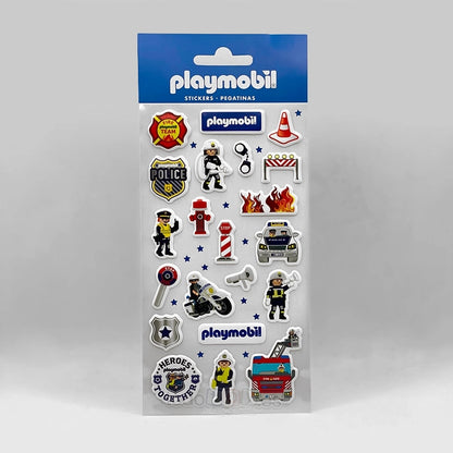 Playmobil Set Blíster Pegatinas Policías y Bomberos Troqueladas Acolchadas 79834B