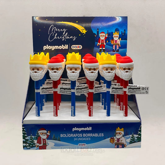 Playmobil Caja Expositor Navidad Bolígrafos Borrables Papá Noel y Rey Mago 24 Unidades 79839