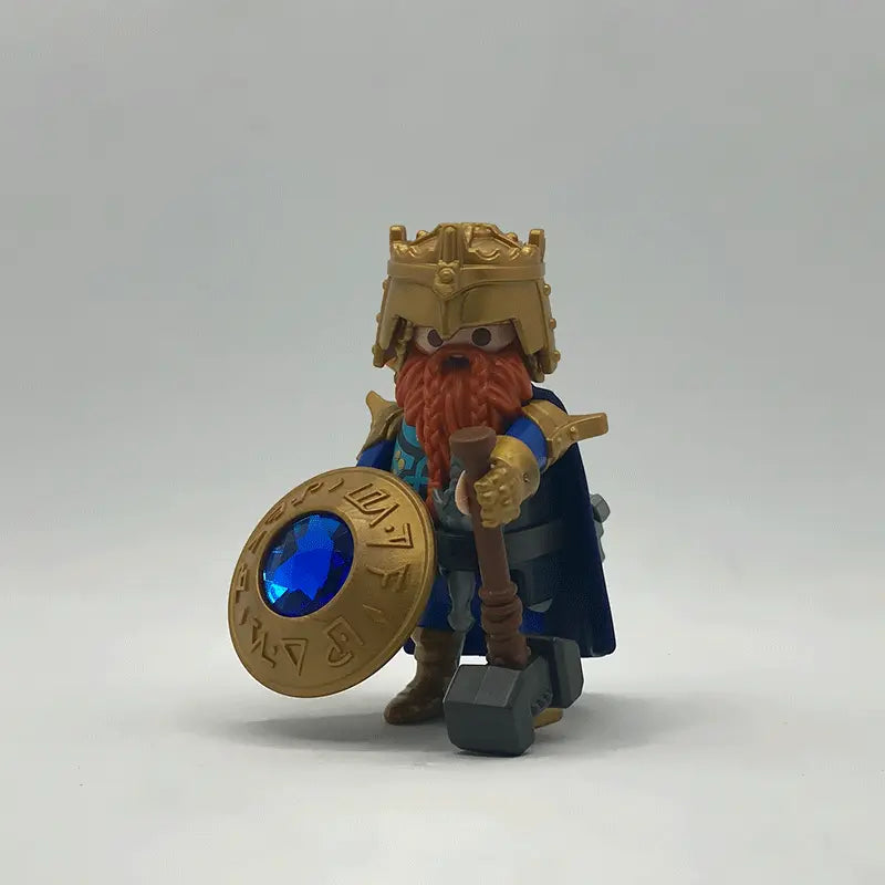 Playmobil Enano Vikingo FCO945 con escudo dorado y martillo de guerra