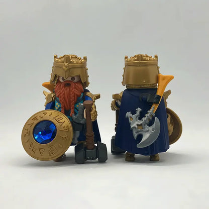 Playmobil Enano Vikingo FCO945 vista frontal y trasera con hacha y cuerno