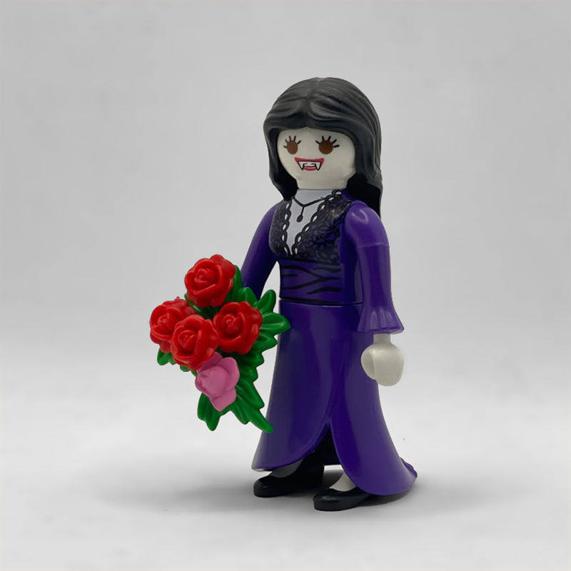 Playmobil Pareja Novios Vampiros FCO952 - novia vampira con vestido morado y ramo de rosas