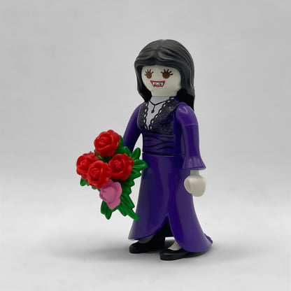 Playmobil Pareja Novios Vampiros FCO952 - novia vampira con vestido morado y ramo de rosas