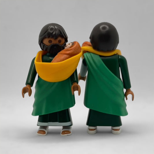 Playmobil Pastor Aldeano Belén con Bebé FCO956 visto por delante y por detrás