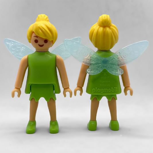 Playmobil Campanilla FCO965 de frente y de espalda, con las alas grabadas y la marca geobra Disney