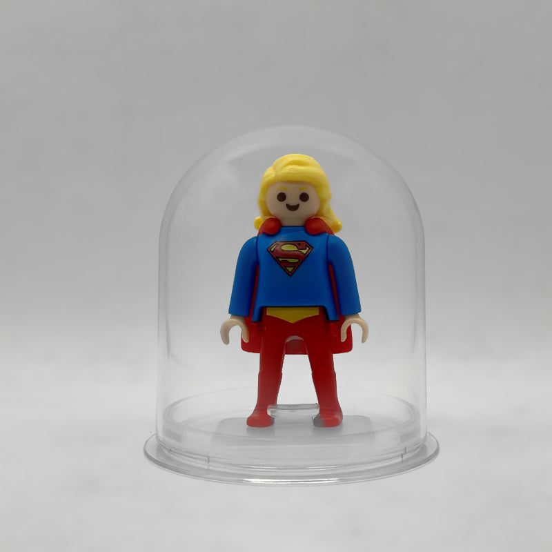 Playmobil Supergirl FCO978 - minifigura DC en urna expositora transparente sobre peana original Playmobil