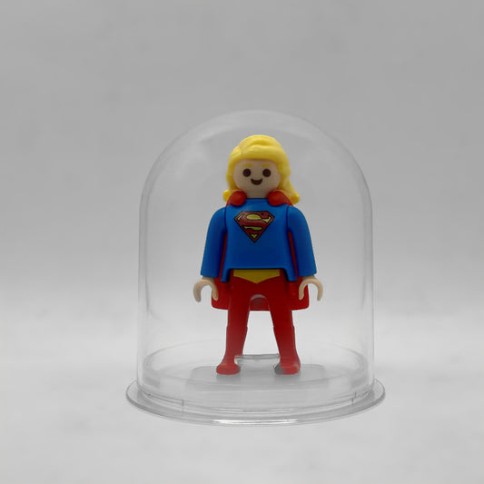 Playmobil Supergirl FCO978 - minifigura DC en urna expositora transparente sobre peana original Playmobil