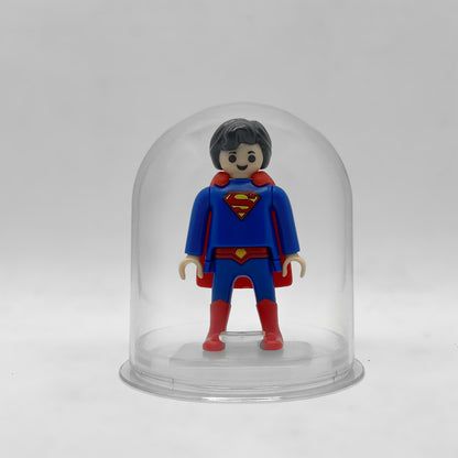 Playmobil Superman FCO979 - minifigura DC en urna expositora transparente sobre peana original Playmobil